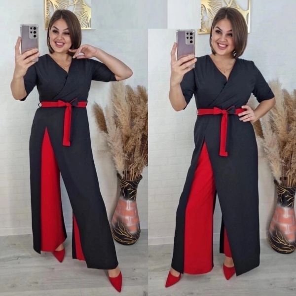 Jumpsuit light SIZE PLUS trousers red 10.23 RH06