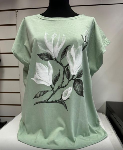 Loose T-shirt SIZE PLUS irises pistachio IN