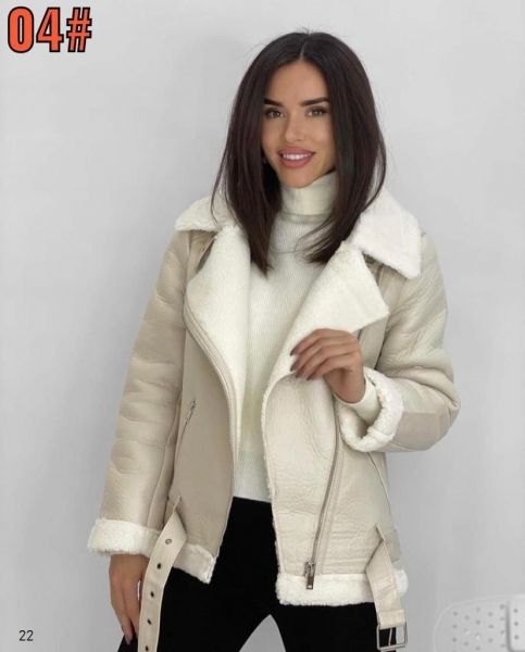 Cream sheepskin coat with belt ZI