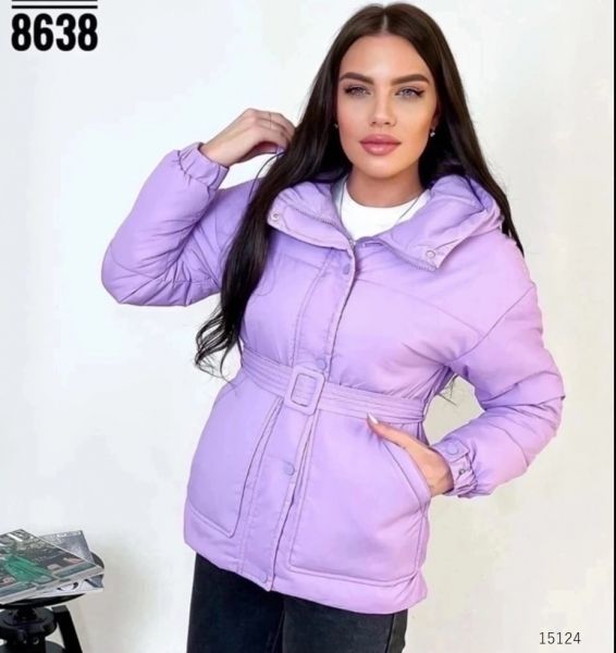 Jacket with belt and hood 8638 lilac T124