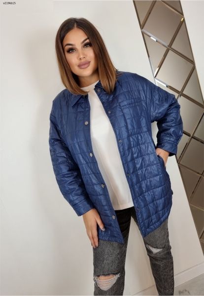 Quilted jacket SIZE PLUS blue V219KB