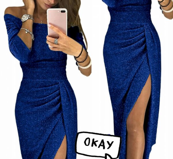 Lurex midi dress blue BEK