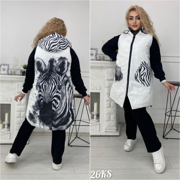 Bolonev vest SIZE PLUS white zebra KSU