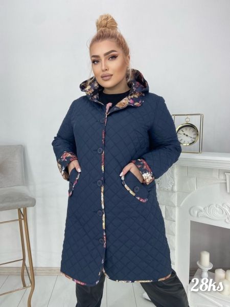 Quilted coat size Plus with button cuffs flowers 92-99 KSU0297