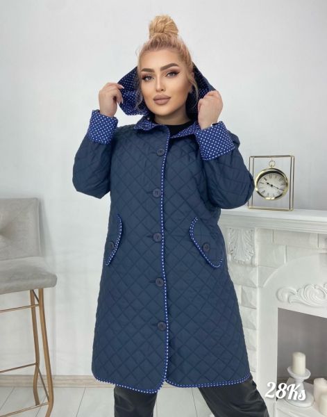 Quilted coat size Plus with button cuffs polka dot 92-99 KSU0297