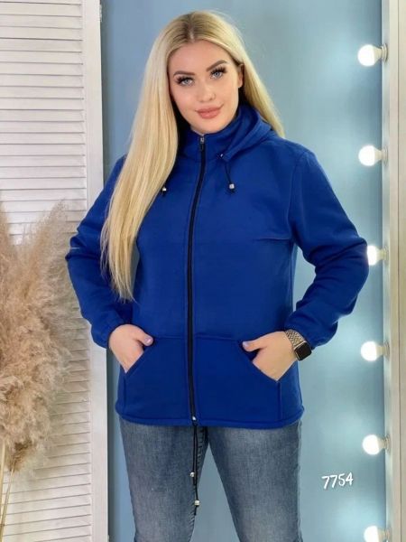 Insulated sweatshirt with zipper SIZE PLUS blue R754