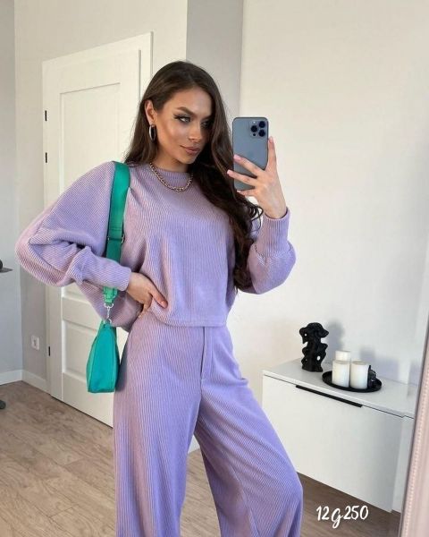 Corduroy suit with wide trousers lilac MG250