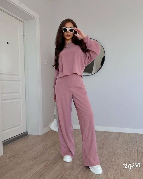 Corduroy suit with wide trousers pink MG250