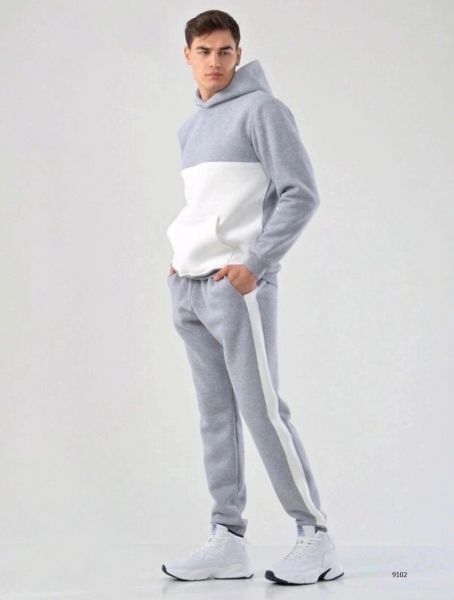 Men's suit two-thread gray-white V107