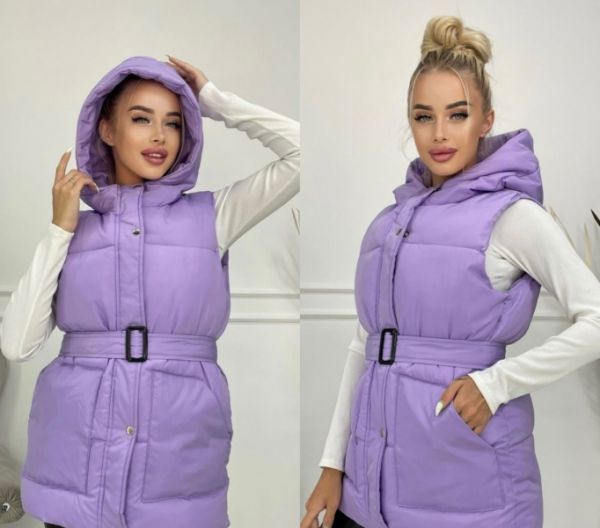 Zip vest with belt lilac ZI