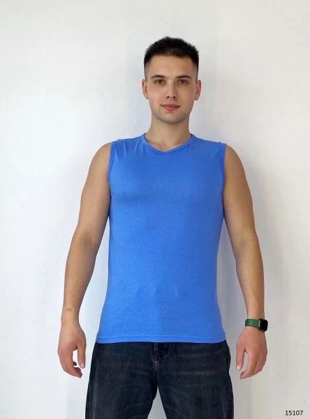 Men's blue T-shirt V107