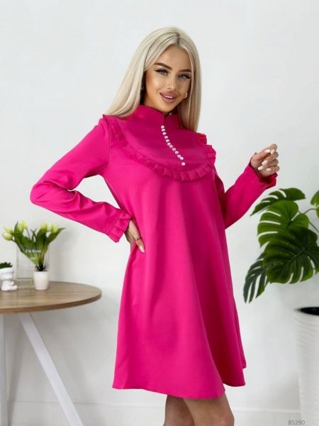 Barbie dress buttons frill fuchsia BEK