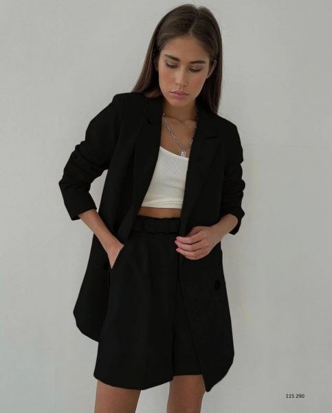 Suit jacket with buttons and shorts black BEK