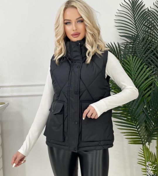 Quilted bologna vest black ZI