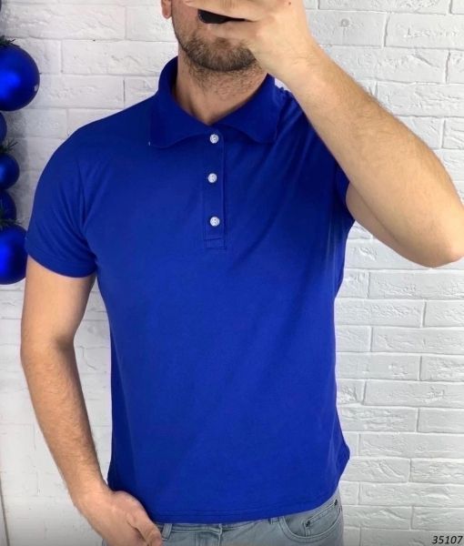 Men's polo shirt bright blue V107