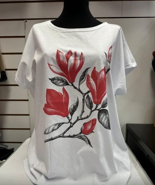 Loose T-shirt SIZE PLUS irises white IN