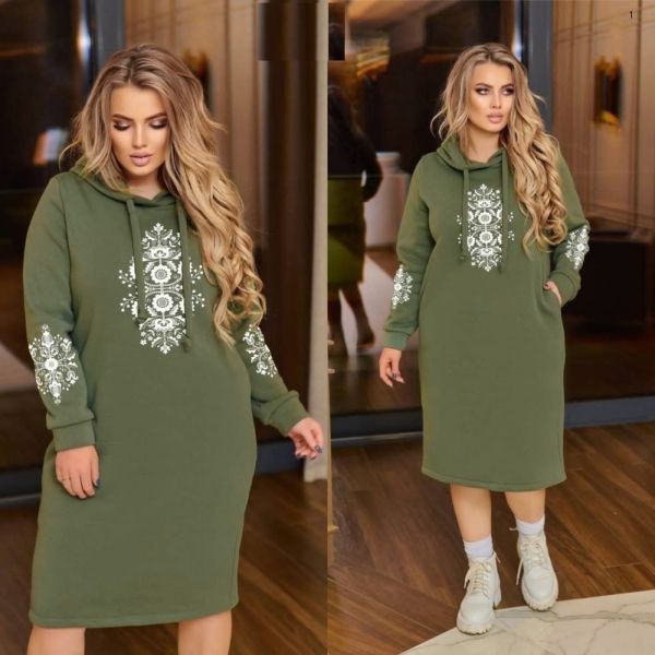 Khaki RX Padded Dress with Hood