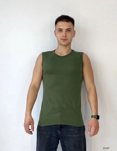 Men's khaki T-shirt V107