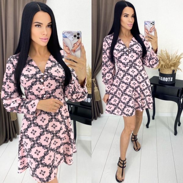 Pink pattern dress Rh122