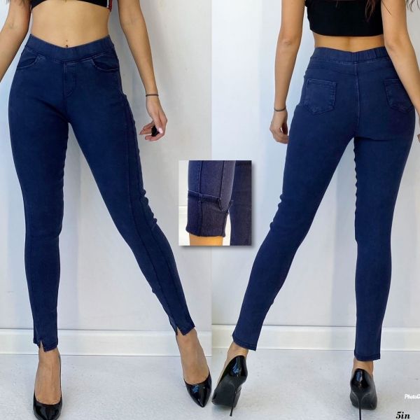 Insulated dark blue jeggings with slit at the bottom IN