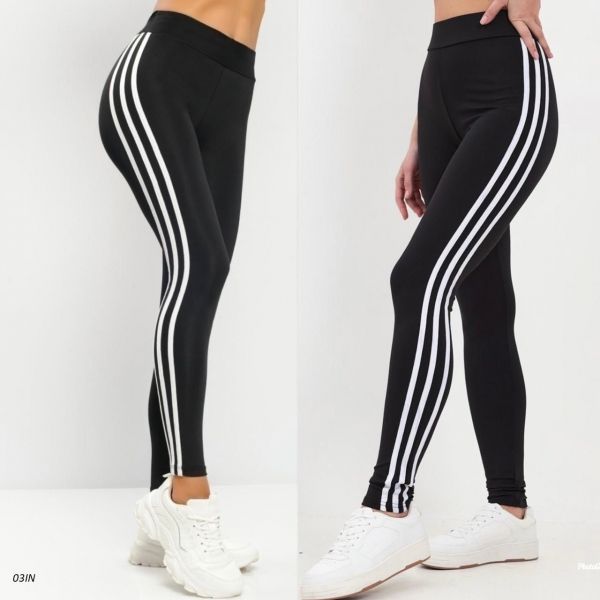 Leggings black stripes white AN IN