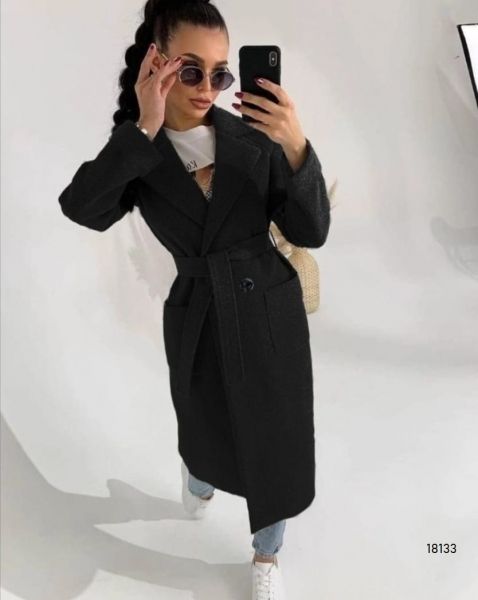 Coat with large pockets with cashmere black A133 11.23