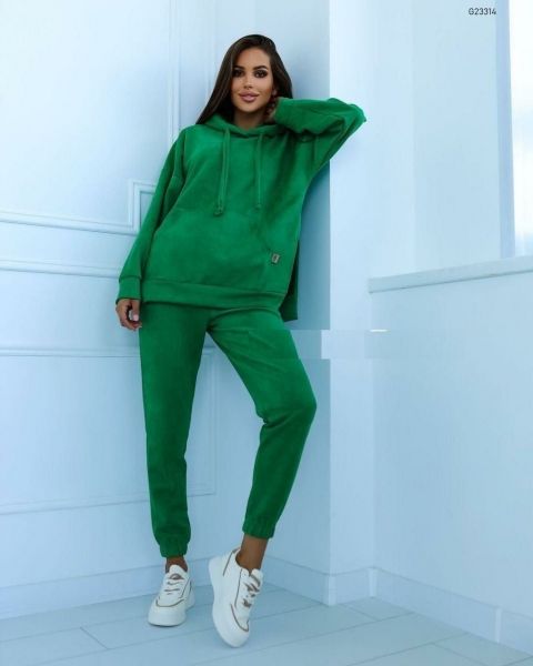 Green spandex suede suit A116 G233 10.23