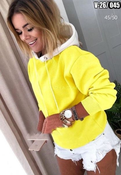 Size Plus yellow blouse with white hood SV DUN 10.23