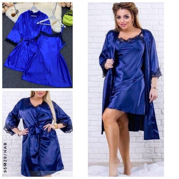 Home Size Plus peignoir and robe blue M29_New price 10.23