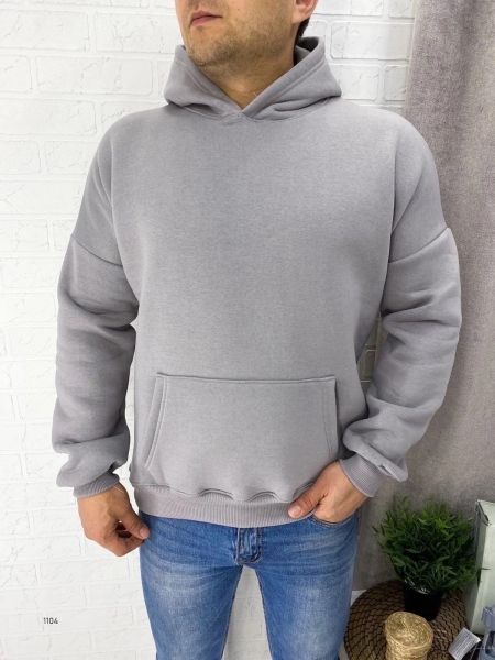 Men's fleece hoodie gray 10.23 V107