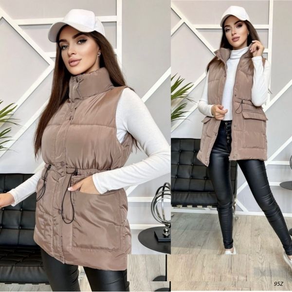 Long vest with large cappuccino pockets ZI